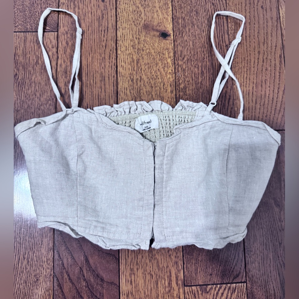 Wilfred Beige Linen Crop Top